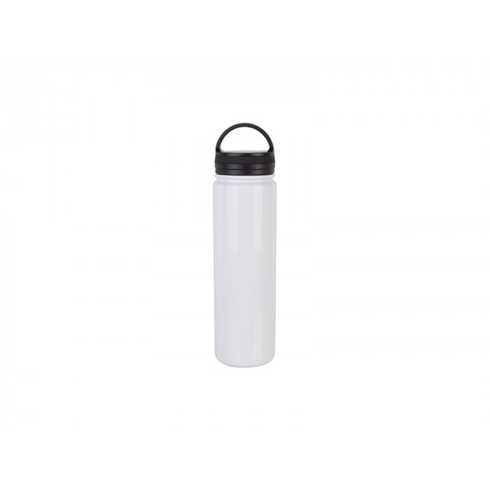 23oz (700ml) Stainless Steel Flask w/ Portable Lid (White)