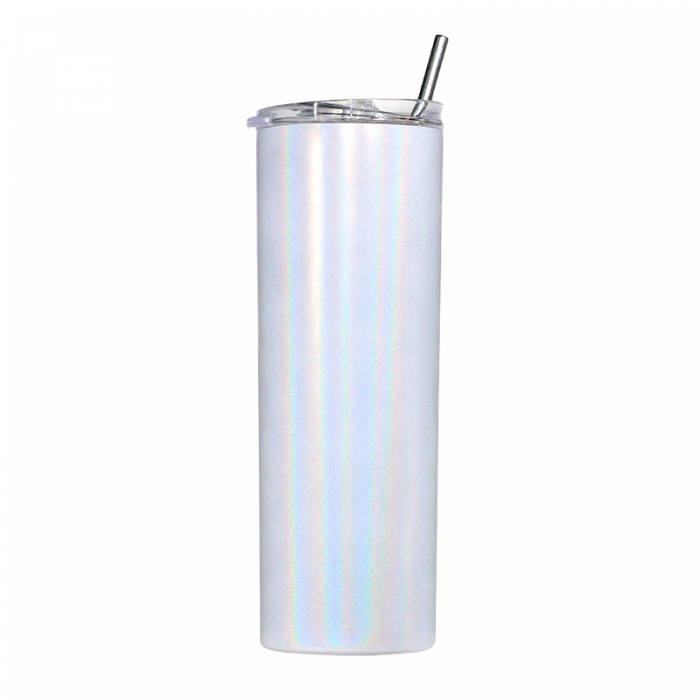 20oz Stainless Steel Tumbler Straw & Lid - Shimmer White