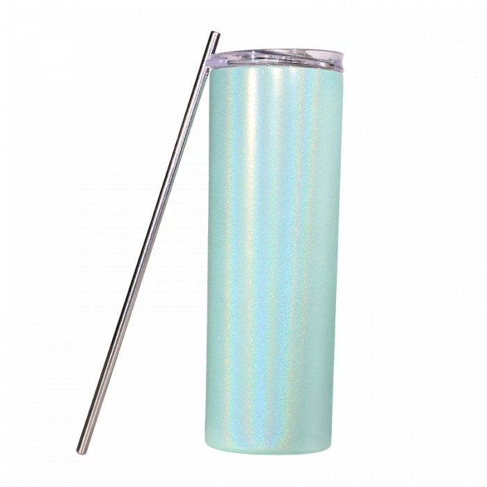 [SS-DW20S-MG ] 20oz Stainless Steel Tumbler Straw & Lid - Shimmer Mint Green