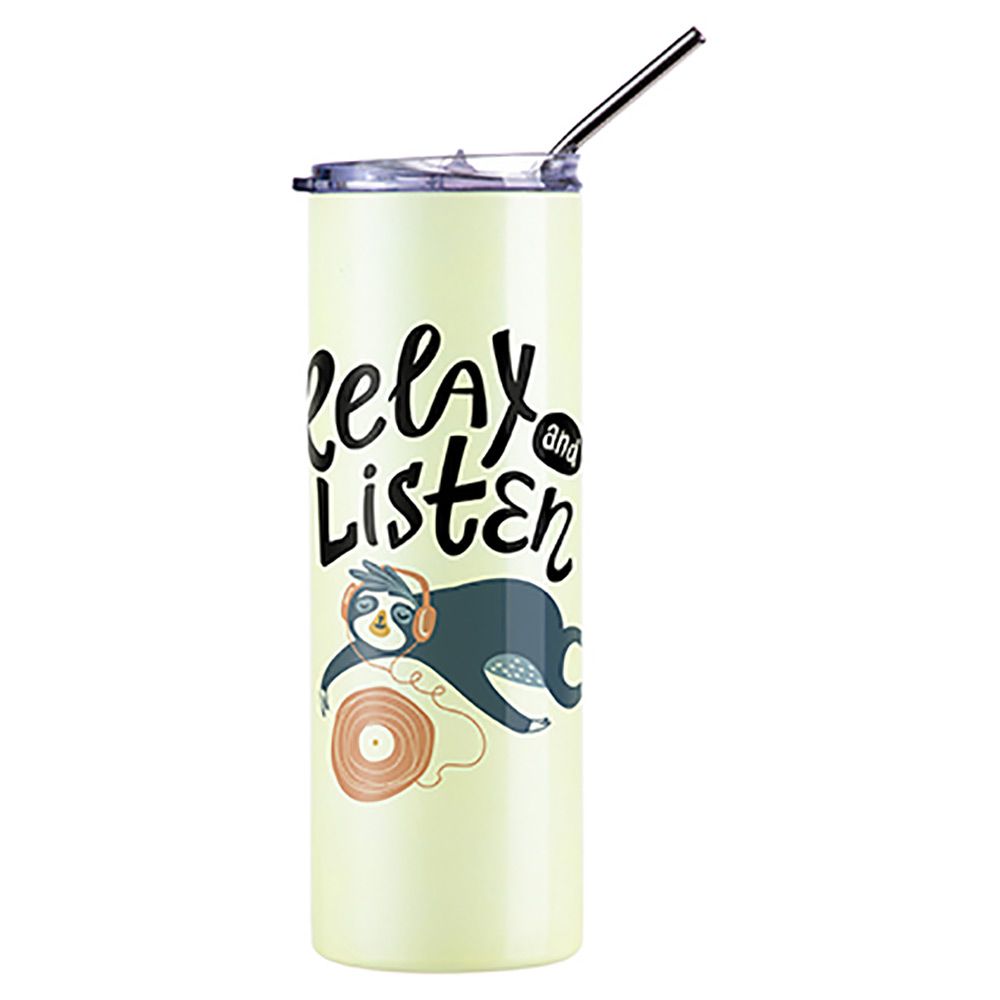 [SS-SB-S-033B ] Heat Color Changing Stainless Steel Tumbler - 20oz -  Clear Lid and Straw - Orange to Yellow