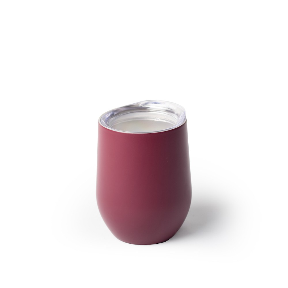Matte burgundy Stemless wine glass 12oz