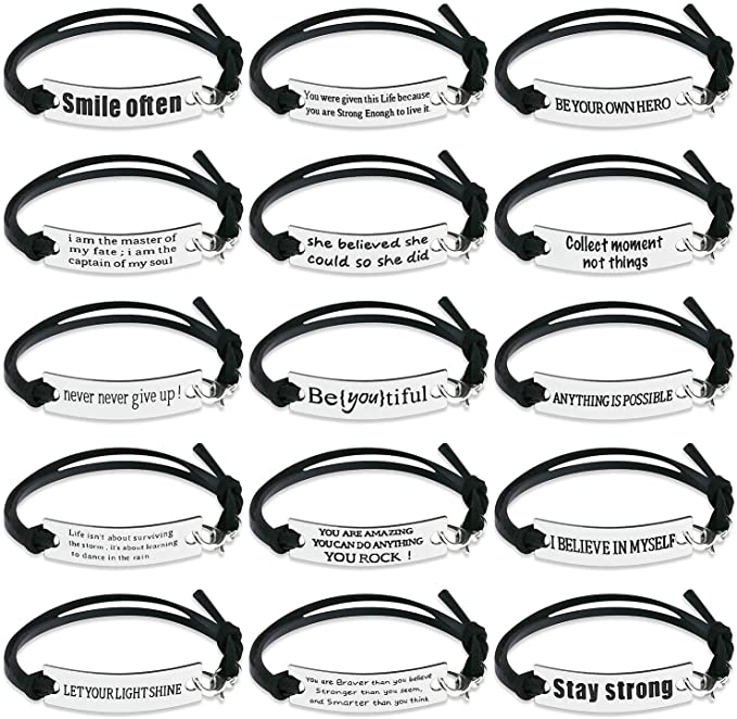 [SS-LMAB01] Leather motivational adjustable bracelets (ladies)