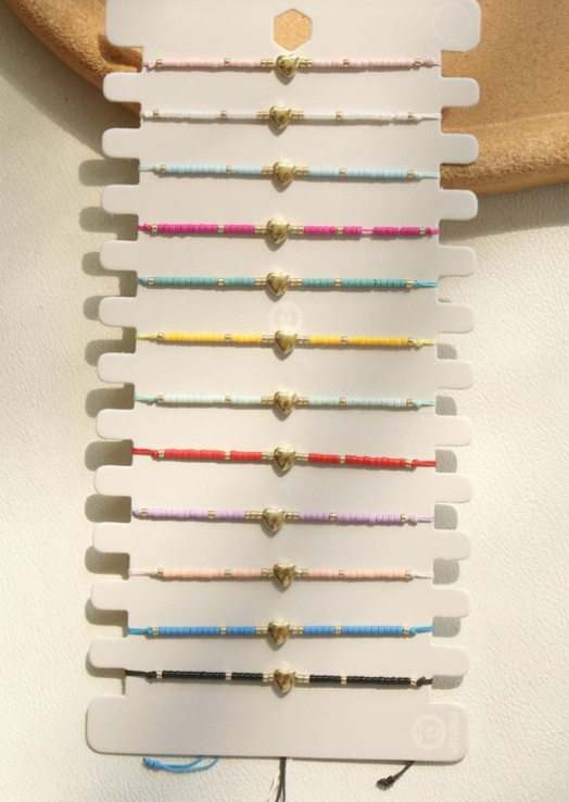 Fashion heart decor beaded bracelet