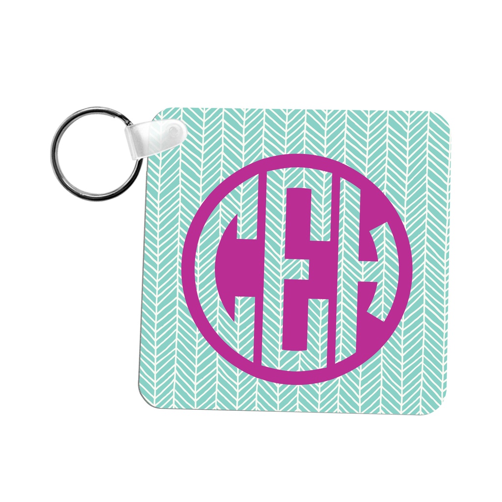 Keychain, White Square 2.25"X2.25"