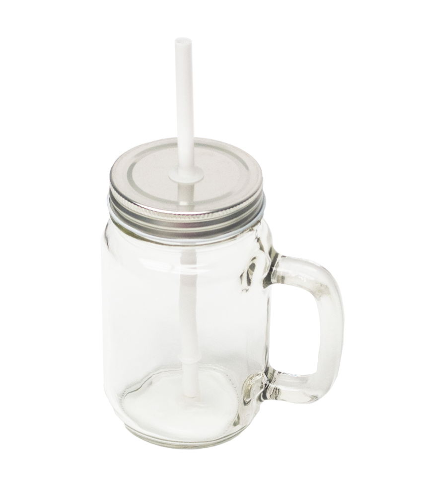 12OZ ROUND CLEAR GLASS MASON JAR WITH HANDLE