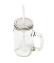 12OZ ROUND CLEAR GLASS MASON JAR WITH HANDLE