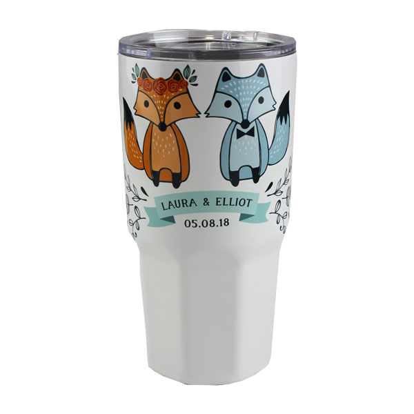 [SS-TUM211] Stainless Steel Tumbler - 30oz - Octagon Base - White