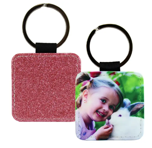 Keychain, PL,1S, Light pink glitter, Square 2"X2" 