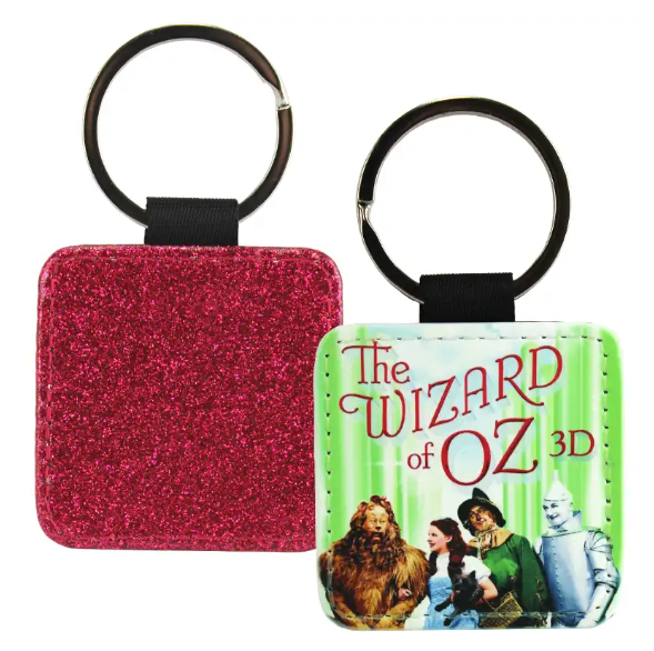 Keychain, PL,1S, Hot pink glitter, Square 2"X2"   