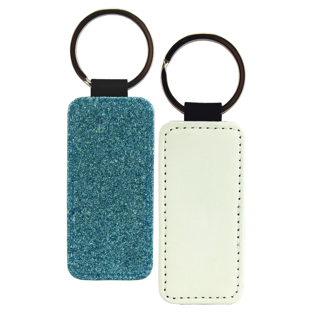 Keychain, PL, 1S, Blue glitter, Rectangle 1.4"X3" 