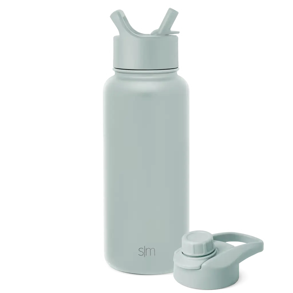 SLM Summit Water Bottle with Straw Lid and Chug Lid 32OZ- Sea Glass Sage