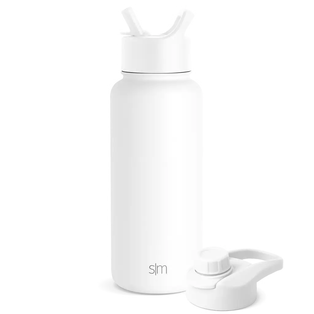 SLM Summit Water Bottle with Straw Lid and Chug Lid 32OZ- Winter White
