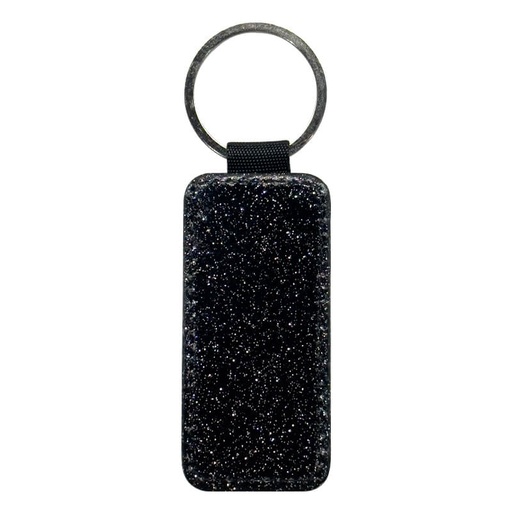 [SS-NLP150] Keychain, PL, 1S, Black glitter, Rectangle 1.4"X3"  